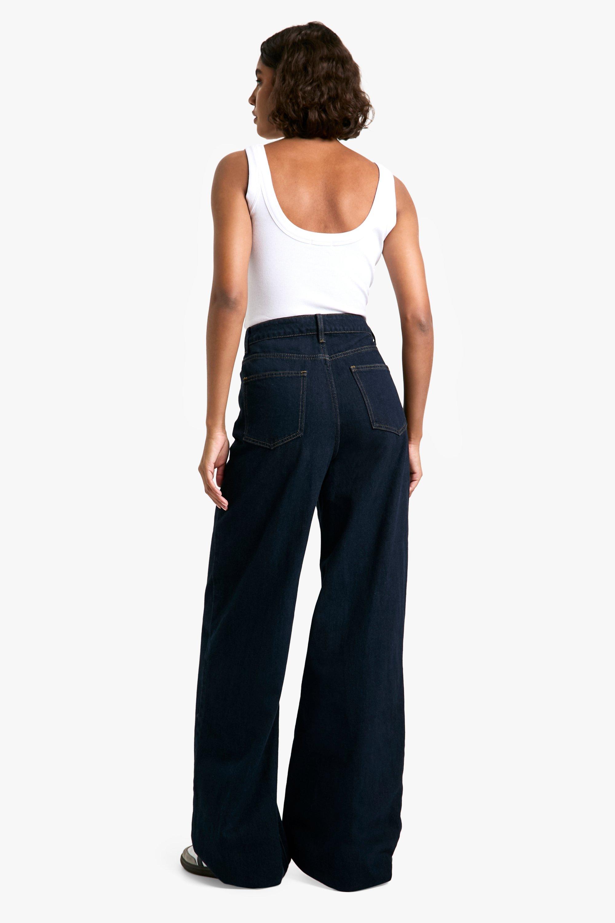 Tall 38 Inch Basic Wide Leg Jean boohoo